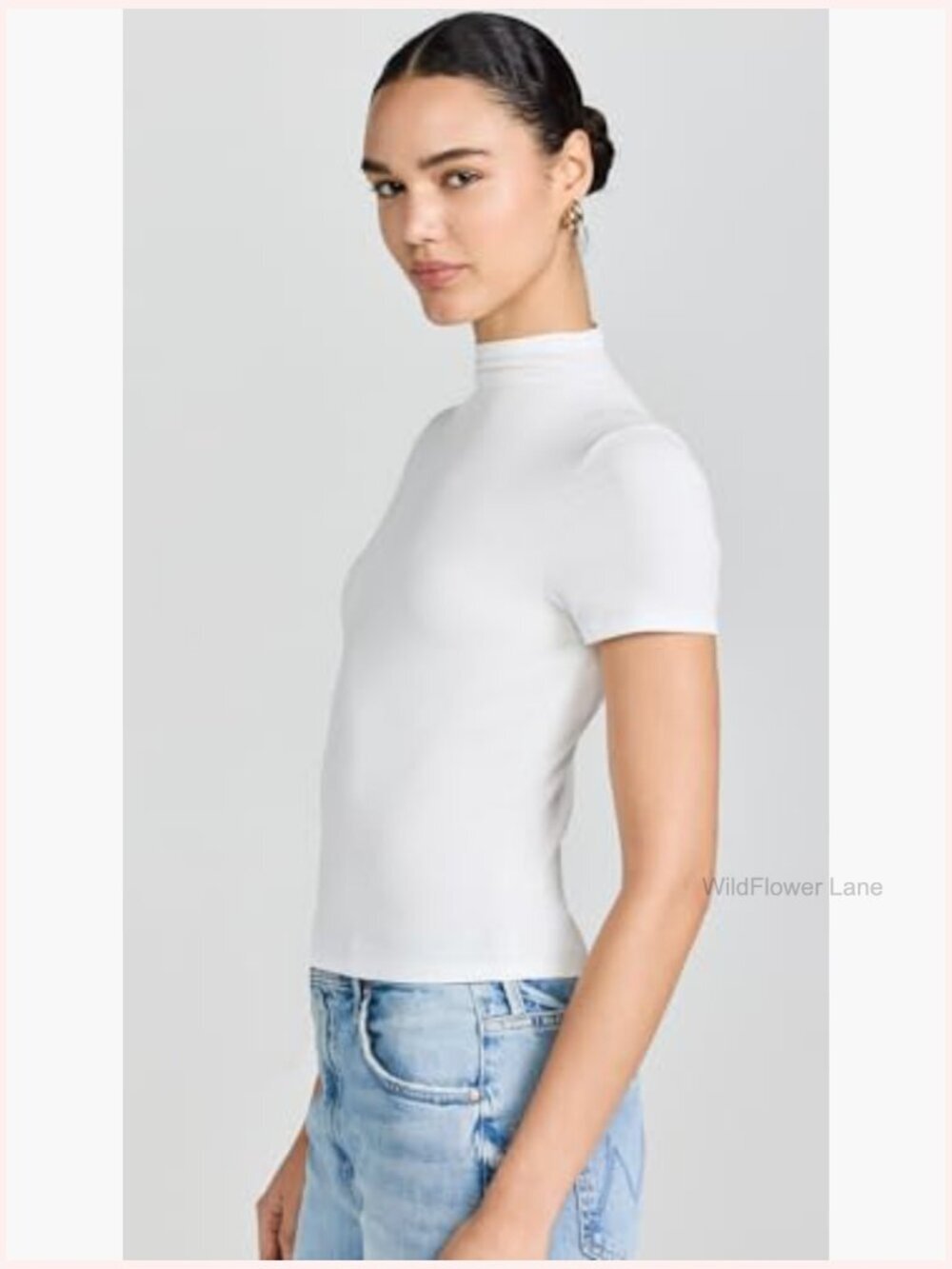 Lightweight Modal Ribbed Knit Mock Neck T-Shirt - Picture 4 of 6